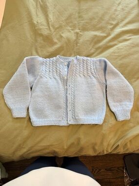 Light Blue Knit Button-Up Cardigan